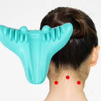 Vindolux NeckEase Cervical Traction Pillow targeting acupressure points at the base of the neck