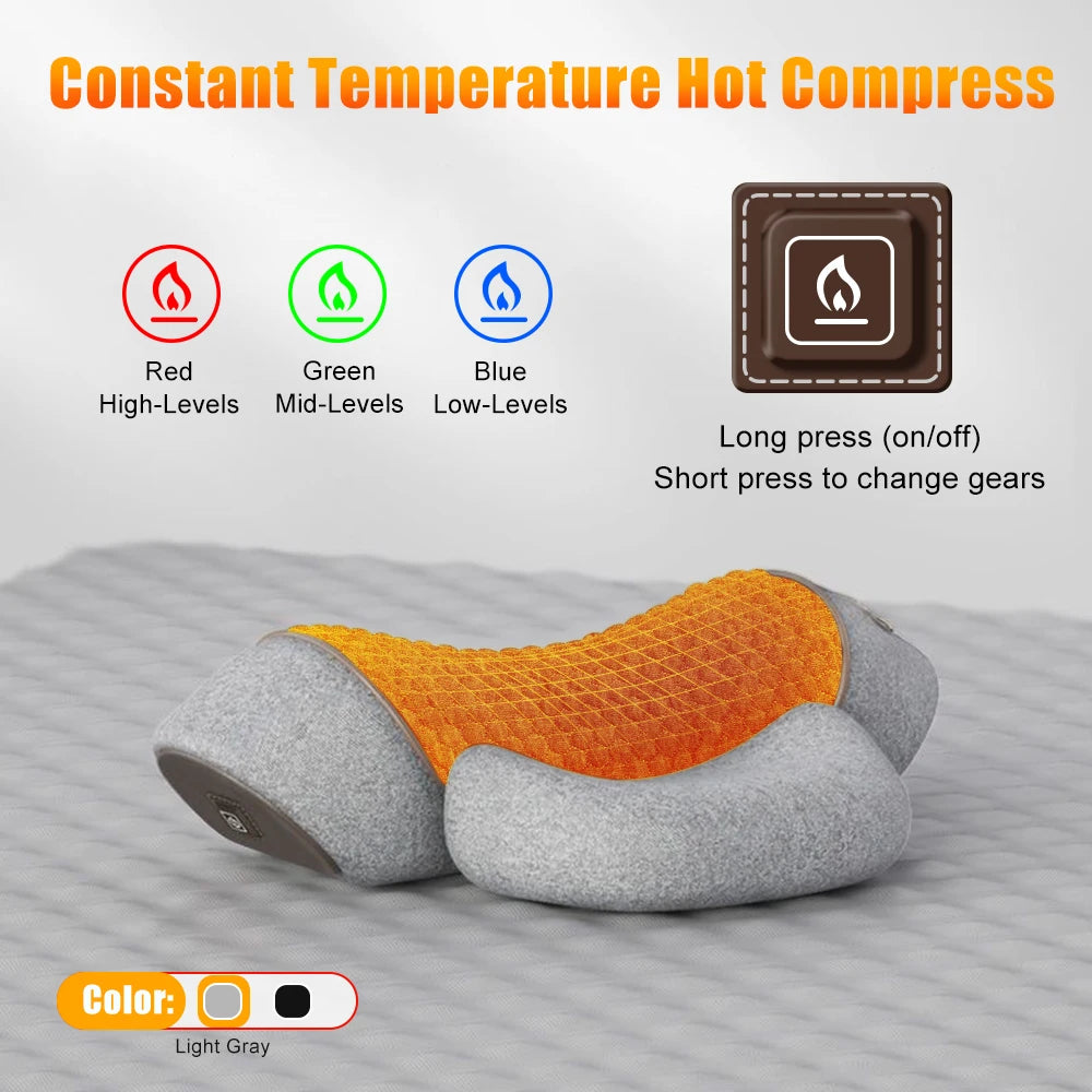 Electric Neck Massager Cervical Pillow Hot Compress Vibration Massage Neck Traction Relax Pillow Spine Support Massager Pillow
